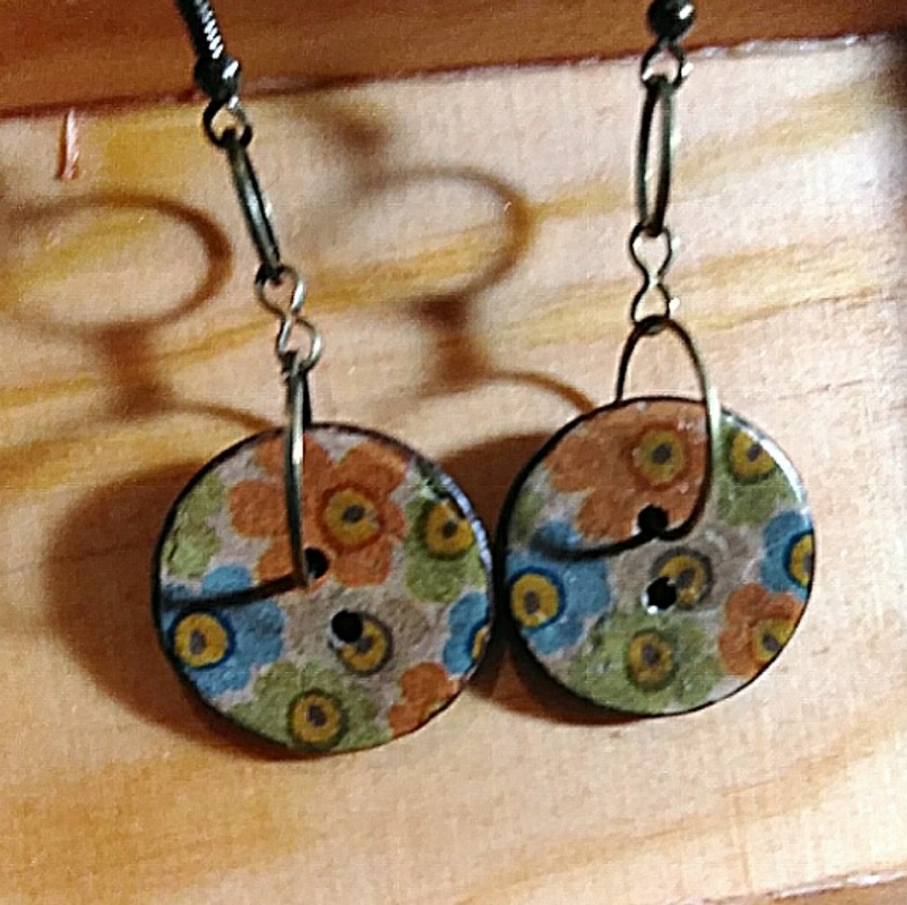 Boho button earrings
